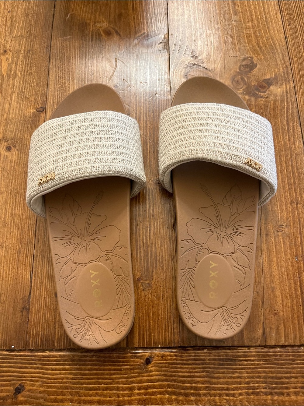 Roxy Nani slides, color beige